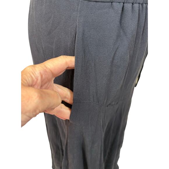 ALC navy silk dress, elegant, refined, classic, feminine, romantic, evening - Picture 5 of 7